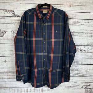 Men's CE Schmidt Work Wear Heavy Weight Navy Plaid Button Up Shirt- Size XLT